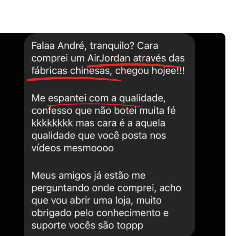 Depoimento de qualidade do produto