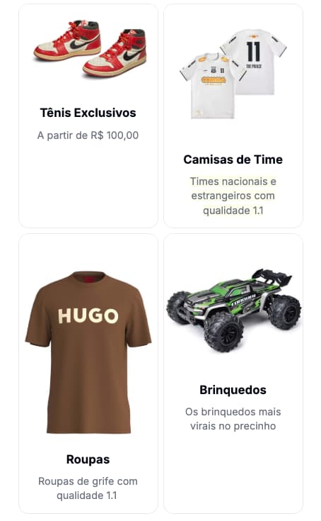 Lista de produtos disponíveis 2